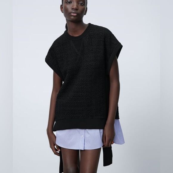 ZARA TEXTURED COMBINATION MINI DRESS NEW - Picture 9 of 9